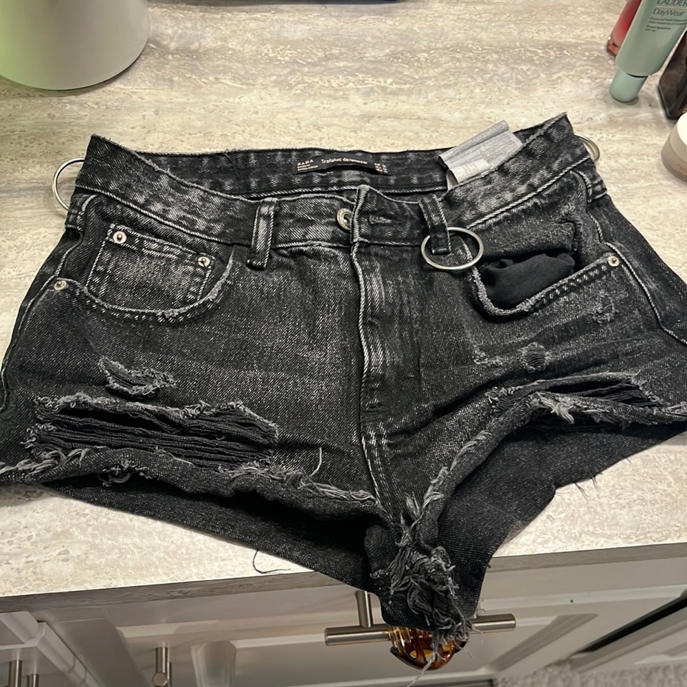 Zara Black Punk Women Shorts